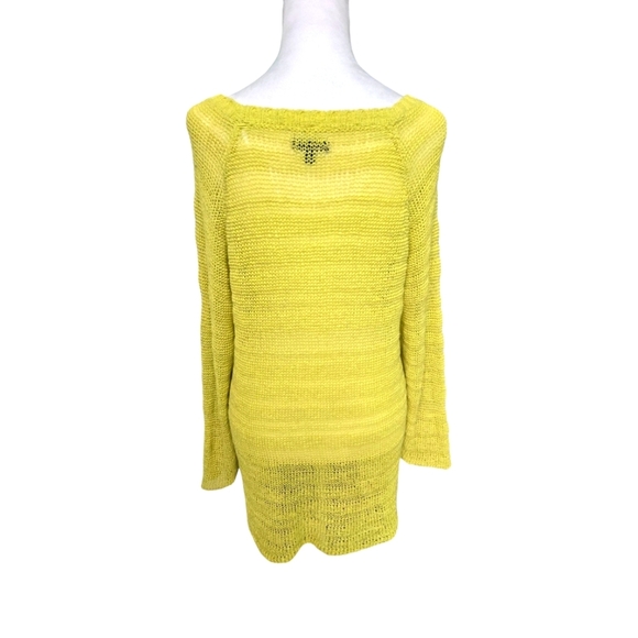 Apt.9 Loose Knit Nylon Bright Yellow Quarter Sleeve Pullover L - Picture 3 of 6